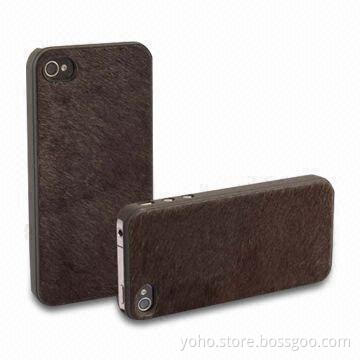 Fashionable Horse-Hair PC Case for iPhone 4 and iPhone 4S in Brown Color, with Leopard Grain